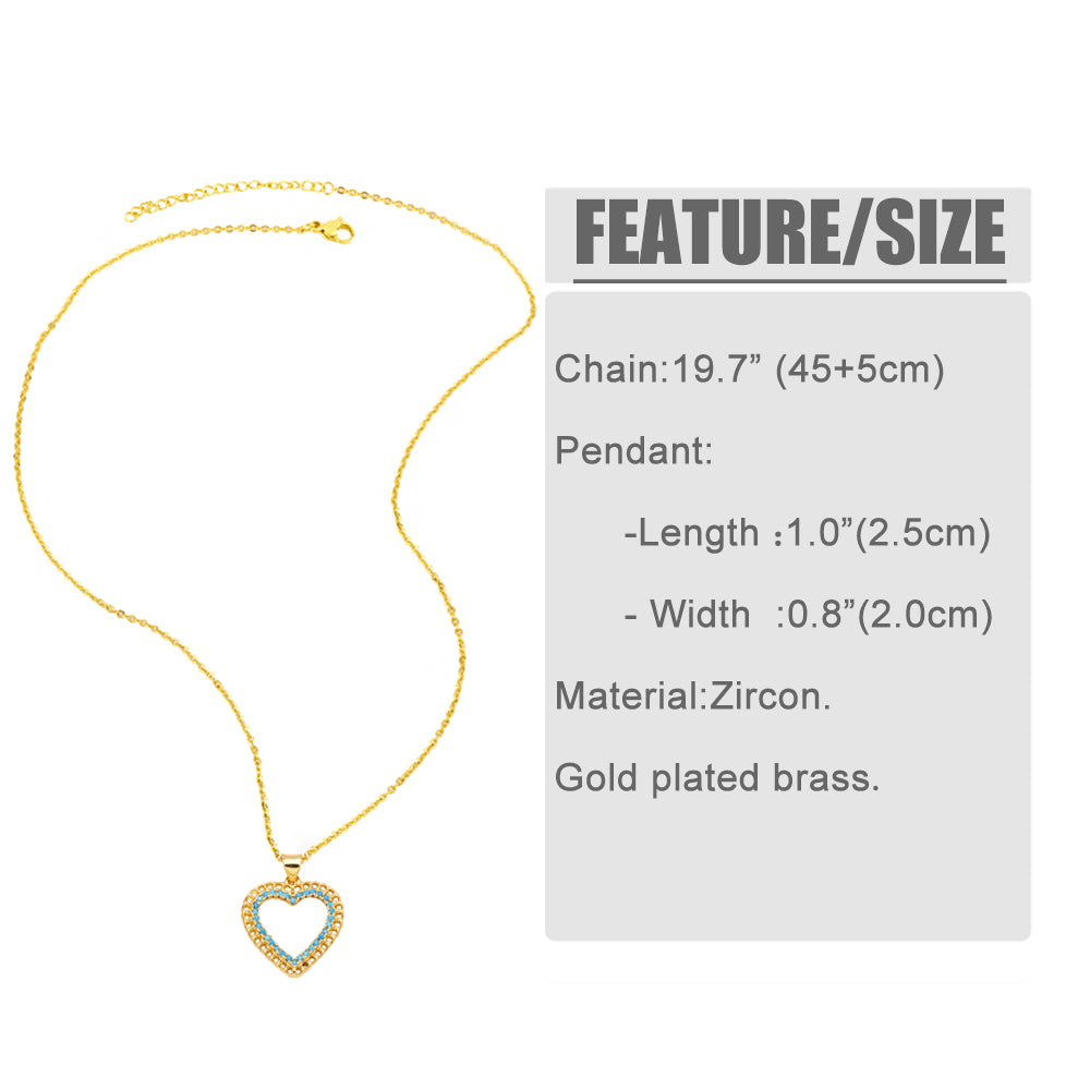 Simple Style Streetwear Heart Shape Copper Plating Inlay Zircon 18k Gold Plated Pendant Necklace