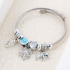 Vintage Style Artistic Four Leaf Clover Leaves Elephant Stainless Steel Plating Inlay Zircon Bangle