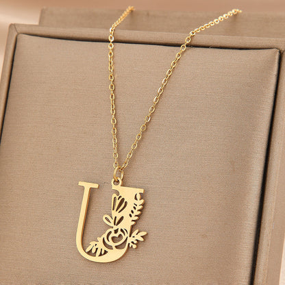 Wholesale Basic Classic Style Letter Stainless Steel Plating Pendant Necklace