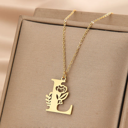 Wholesale Basic Classic Style Letter Stainless Steel Plating Pendant Necklace