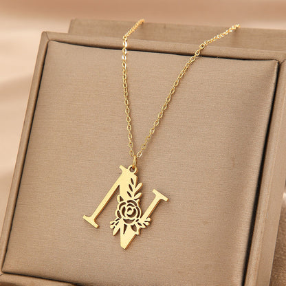 Wholesale Basic Classic Style Letter Stainless Steel Plating Pendant Necklace