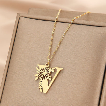 Wholesale Basic Classic Style Letter Stainless Steel Plating Pendant Necklace