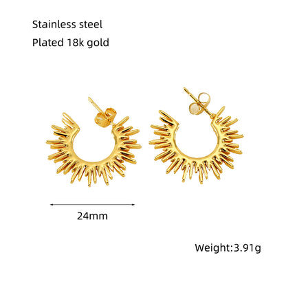 1 Pair Elegant Solid Color Plating Stainless Steel Gold Plated Ear Studs