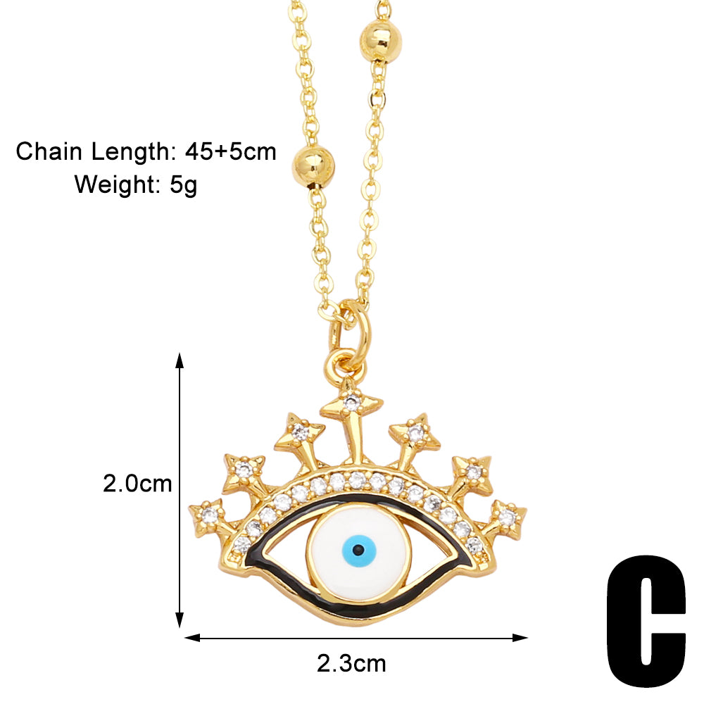 Modern Style Simple Style Eye Elephant Copper Plating Inlay Zircon 18k Gold Plated Pendant Necklace