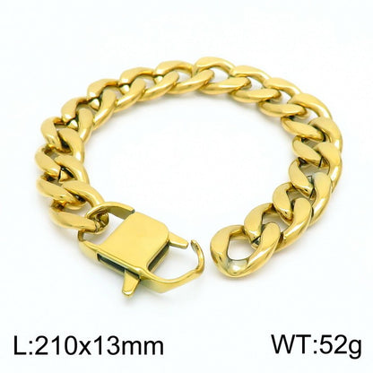Hip-hop Retro Solid Color Titanium Steel Plating Gold Plated Bracelets Necklace
