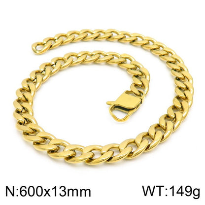 Hip-hop Retro Solid Color Titanium Steel Plating Gold Plated Bracelets Necklace