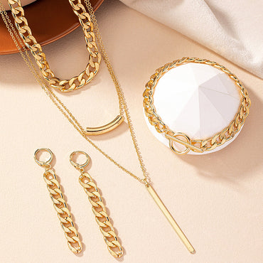 Elegant Geometric Alloy Plating Women's Bracelets Earrings Necklace