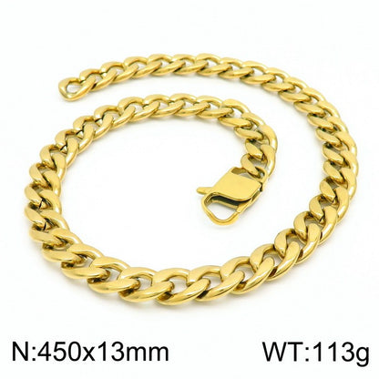 Hip-hop Retro Solid Color Titanium Steel Plating Gold Plated Bracelets Necklace