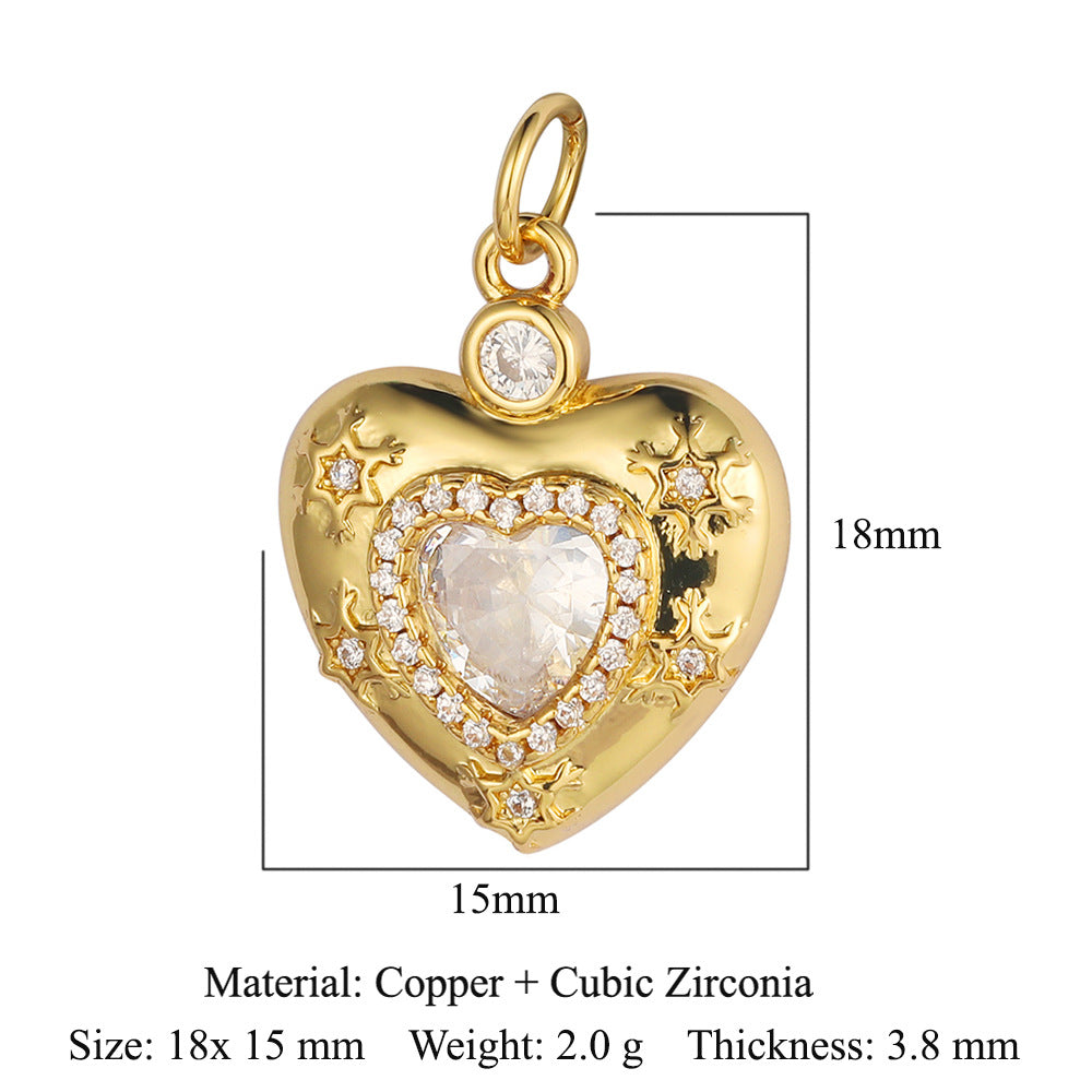 1 Piece Copper Zircon Plating Inlay Polished Pendant