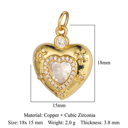 1 Piece Copper Zircon Plating Inlay Polished Pendant