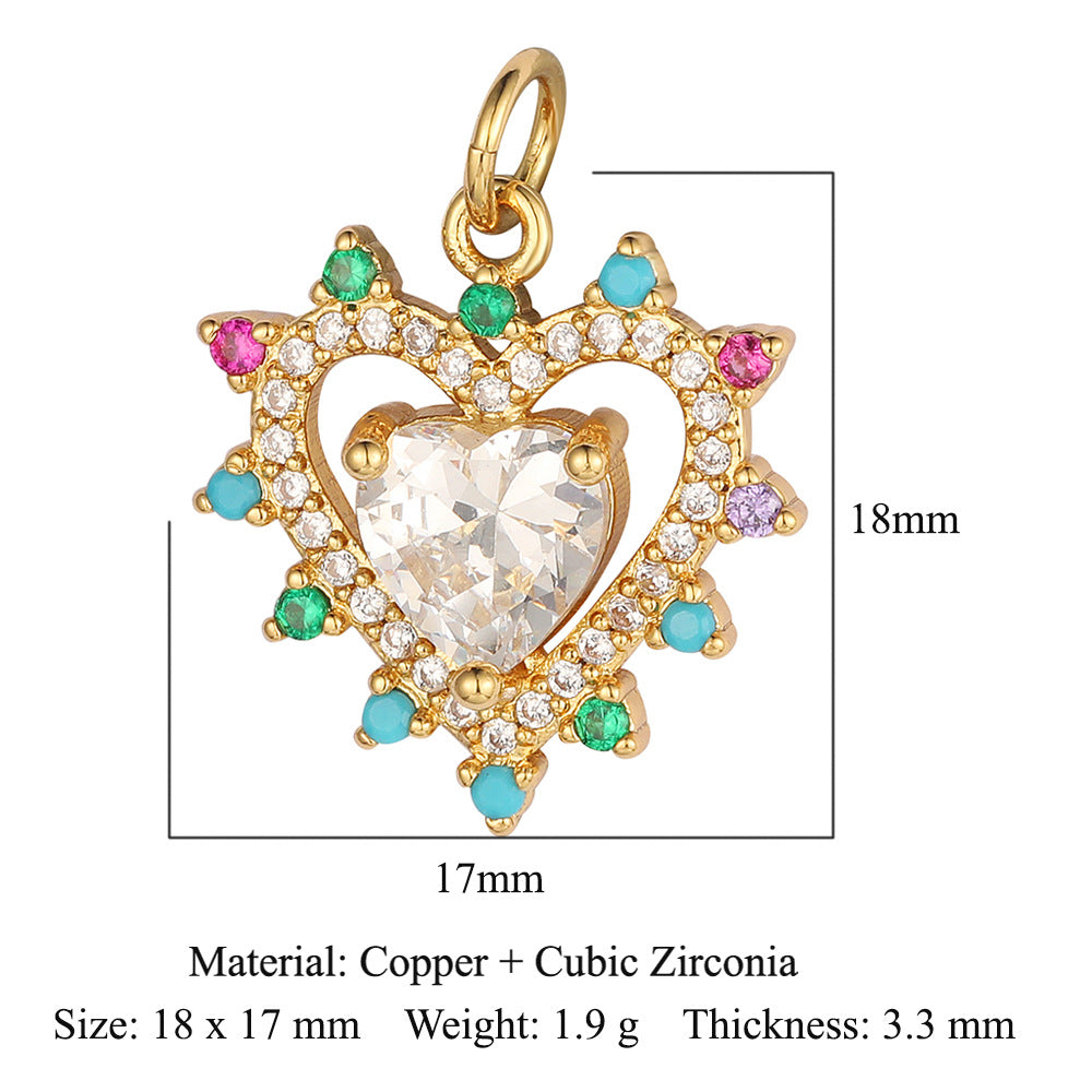 1 Piece Copper Zircon Plating Inlay Polished Pendant