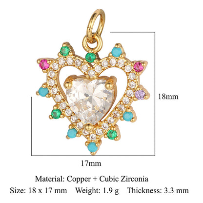 1 Piece Copper Zircon Plating Inlay Polished Pendant