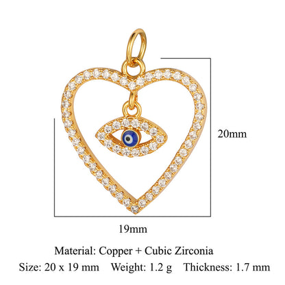 1 Piece Copper Zircon Plating Inlay Polished Pendant