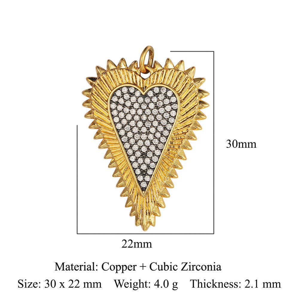 1 Piece Copper Zircon Plating Inlay Polished Pendant