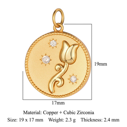 1 Piece Copper Zircon Plating Inlay Polished Pendant