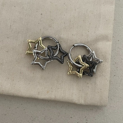 1 Pair Basic Streetwear Pentagram Plating Alloy Drop Earrings