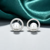 1 Pair Elegant Geometric Inlay Copper Pearl Zircon Ear Studs