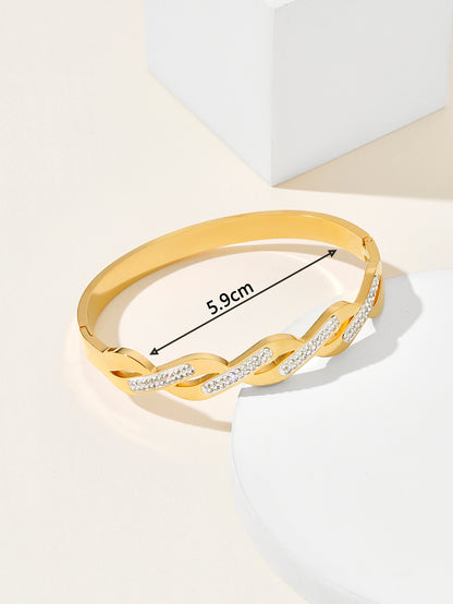 Simple Style Classic Style Solid Color Stainless Steel Plating Inlay Zircon 18k Gold Plated Bangle