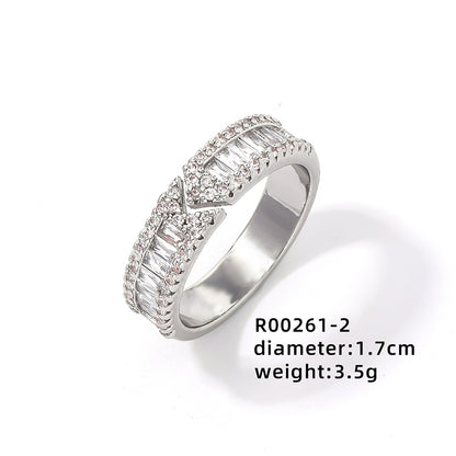 Simple Style Commute Geometric Copper Plating Inlay Zircon White Gold Plated Gold Plated Open Rings