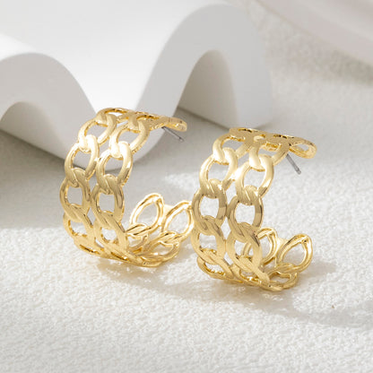 1 Piece Formal Solid Color Solid Color Plating Braid Alloy Gold Plated Earrings