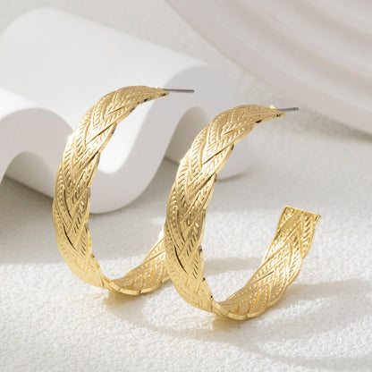 1 Piece Formal Solid Color Solid Color Plating Braid Alloy Gold Plated Earrings