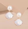 1 Pair Elegant Simple Style Scallop Plating Sterling Silver Artificial Pearls Shell Rose Gold Plated White Gold Plated Drop Earrings