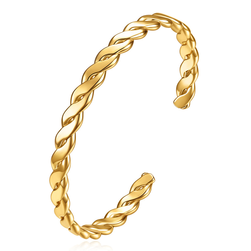 Simple Style Solid Color Stainless Steel Plating Gold Plated Bangle