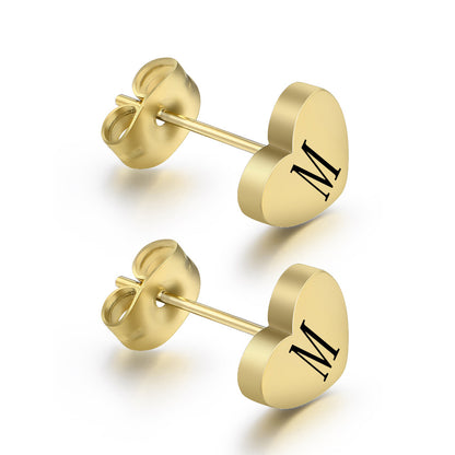 1 Pair Classic Style Heart Shape Plating Stainless Steel Gold Plated Ear Studs