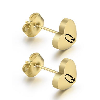 1 Pair Classic Style Heart Shape Plating Stainless Steel Gold Plated Ear Studs