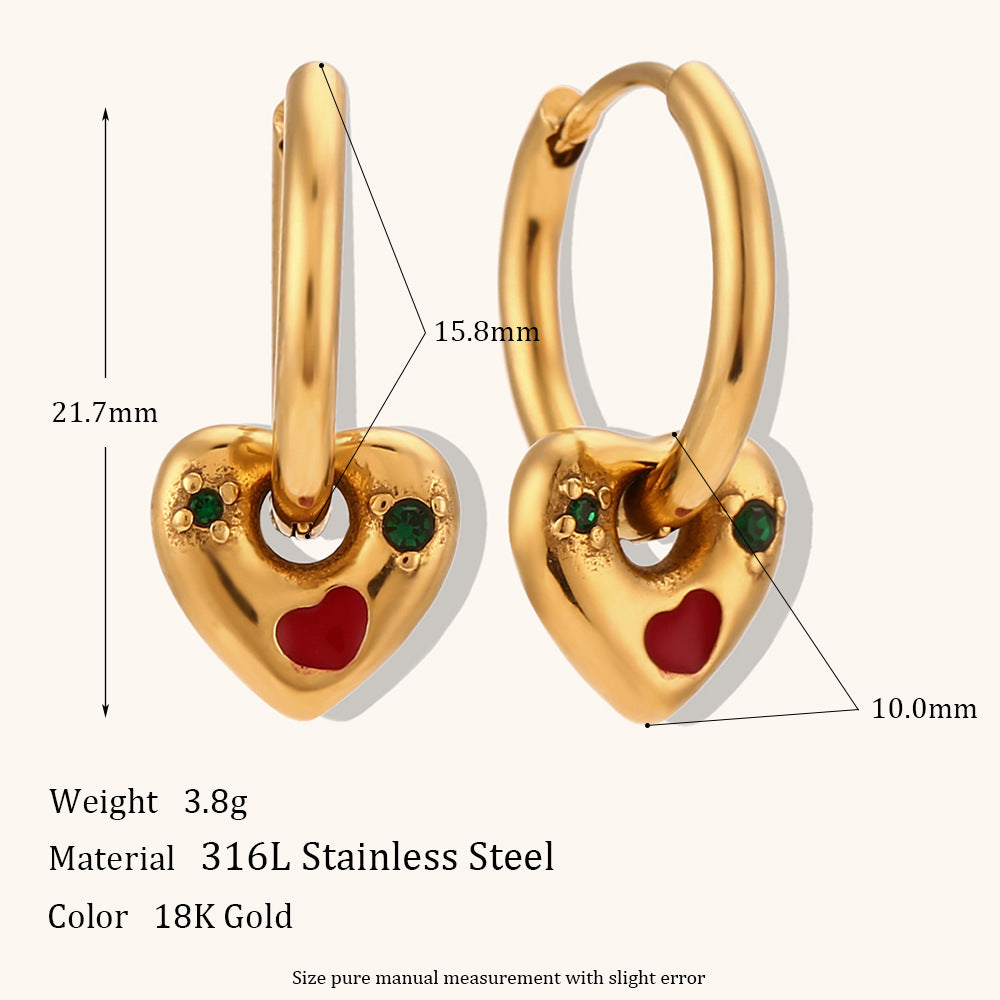 Classic Style Color Block Stainless Steel Titanium Steel Inlay Zircon Rings Earrings