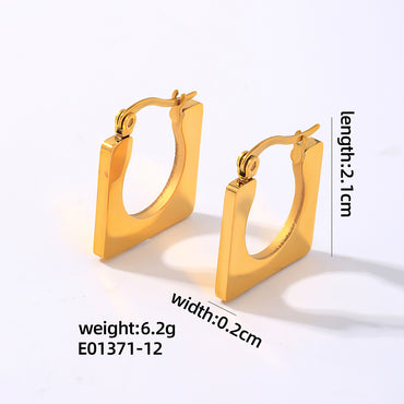 1 Pair Simple Style Square Solid Color Polishing Plating Hollow Out Stainless Steel Titanium Steel White Gold Plated Gold Plated Ear Clip