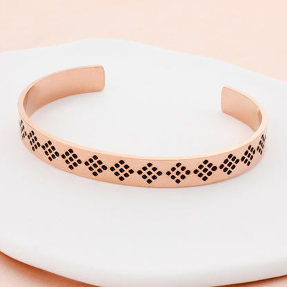 Vintage Style Rhombus Stainless Steel Titanium Steel Plating Rose Gold Plated Gold Plated Silver Plated Bangle