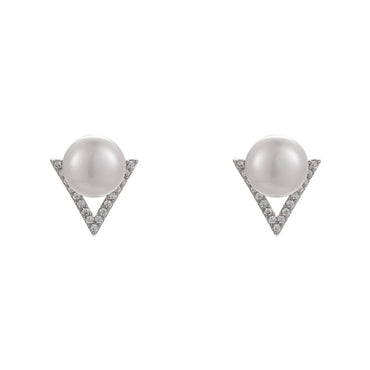 1 Pair Simple Style Solid Color Plating Inlay Alloy Zircon White Gold Plated Ear Studs