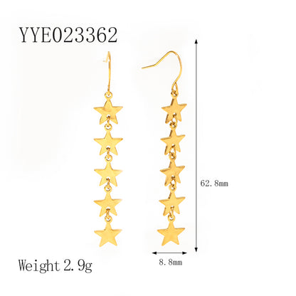 1 Pair Ig Style Vintage Style Pentagram Moon Plating Stainless Steel 18k Gold Plated Drop Earrings