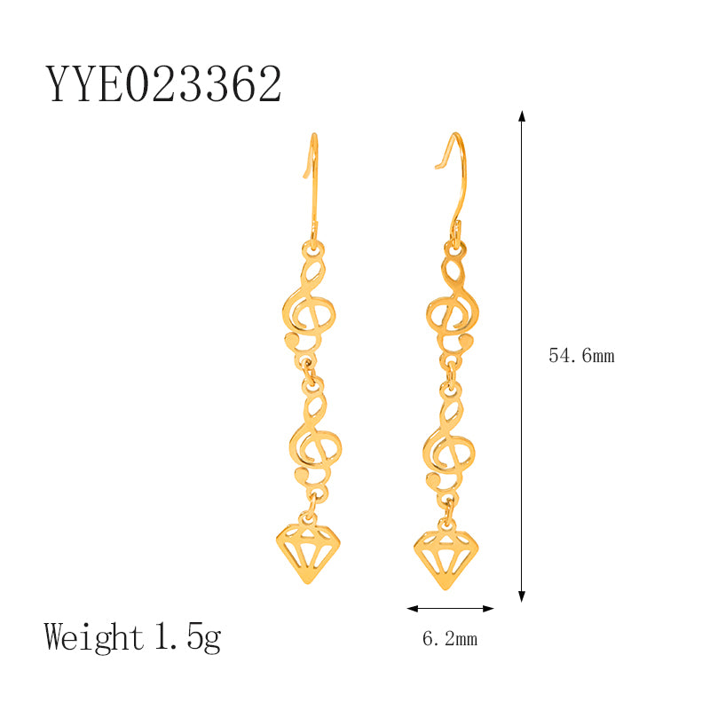 1 Pair Ig Style Vintage Style Pentagram Moon Plating Stainless Steel 18k Gold Plated Drop Earrings