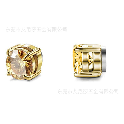 Simple Style Round Titanium Steel Inlay Zircon Ear Clips 1 Piece