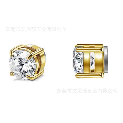 Simple Style Round Titanium Steel Inlay Zircon Ear Clips 1 Piece