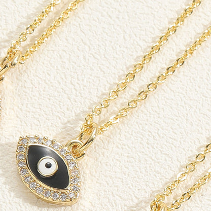 Vintage Style Simple Style Devil's Eye Copper Plating Inlay Zircon 14k Gold Plated White Gold Plated Pendant Necklace