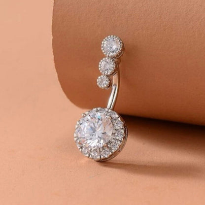 Casual Solid Color Sterling Silver Silver Plated Zircon Belly Ring In Bulk