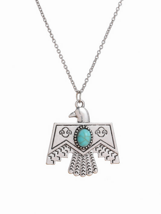 Ethnic Style Eagle Turquoise Alloy Wholesale Pendant Necklace