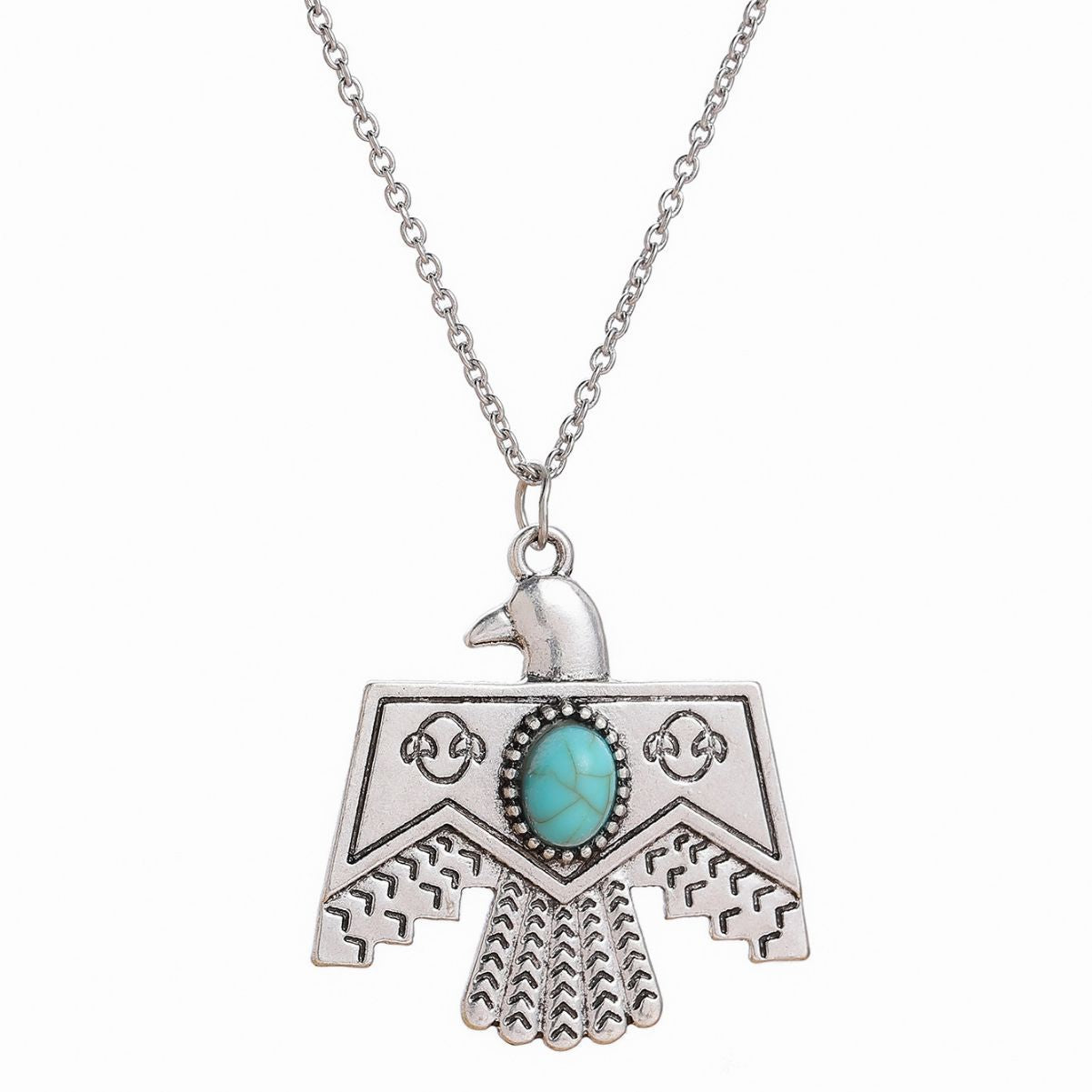 Ethnic Style Eagle Turquoise Alloy Wholesale Pendant Necklace