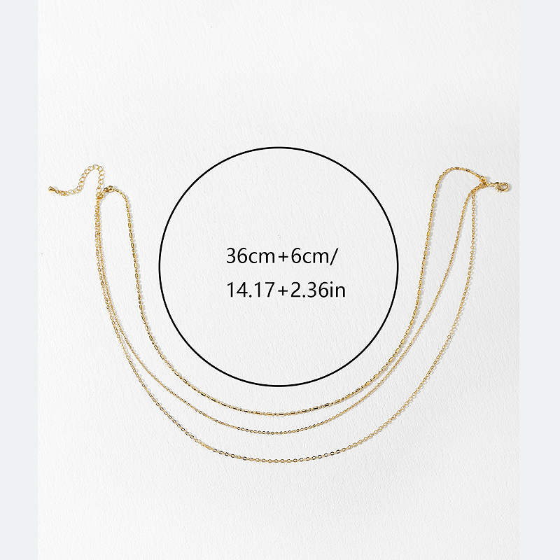 French Style Simple Style Solid Color Copper Plating Chain 18k Gold Plated Unisex Three Layer Necklace