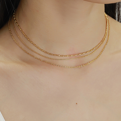 French Style Simple Style Solid Color Copper Plating Chain 18k Gold Plated Unisex Three Layer Necklace