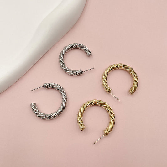 1 Pair Simple Style Roman Style Commute Twist Plating Stainless Steel Gold Plated Ear Studs