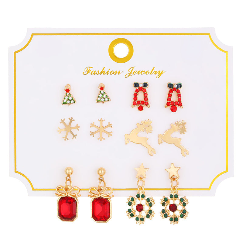 Cartoon Style Cute Classic Style Christmas Tree Santa Claus Bell Alloy Stoving Varnish Plating Inlay Rhinestones Zircon 18k Gold Plated Silver Plated Christmas Women's Jewelry Set