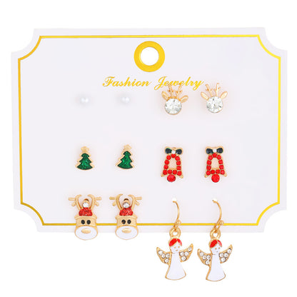 Cartoon Style Cute Classic Style Christmas Tree Santa Claus Bell Alloy Stoving Varnish Plating Inlay Rhinestones Zircon 18k Gold Plated Silver Plated Christmas Women's Jewelry Set