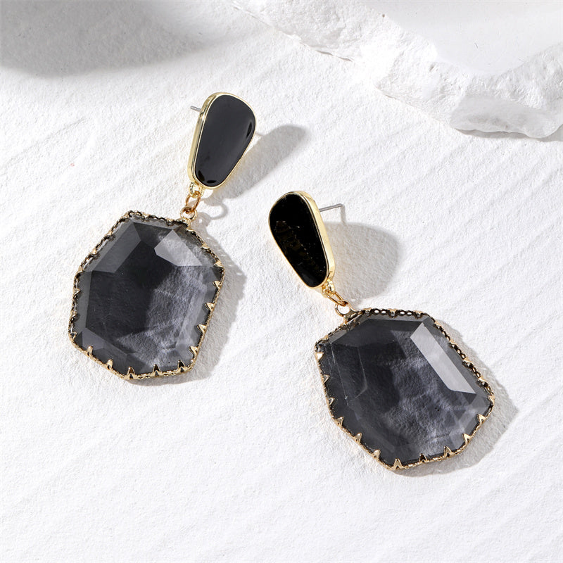 1 Pair Vintage Style Simple Style Classic Style Geometric Glass Drop Earrings