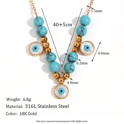 Wholesale Vintage Style Simple Style Classic Style Devil's Eye Stainless Steel Plating 18k Gold Plated Pendant Necklace