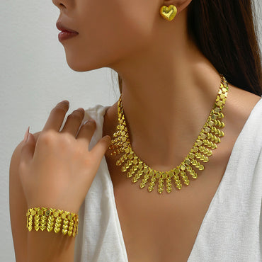 Elegant Luxurious Romantic Solid Color Copper Irregular Plating 18k Gold Plated Jewelry Set