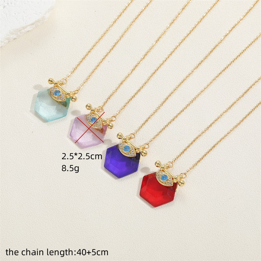 Vintage Style Simple Style Devil's Eye Copper Plating Inlay Zircon 14k Gold Plated Pendant Necklace